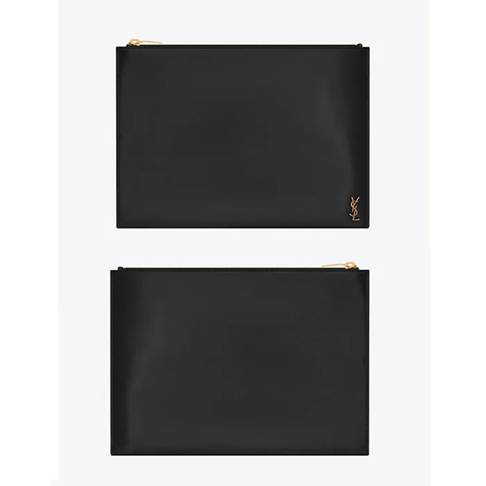 Túi Nam Yves Saint Laurent YSL Tiny Monogram Zippered Tablet Holder In Shiny Leather Màu Đen