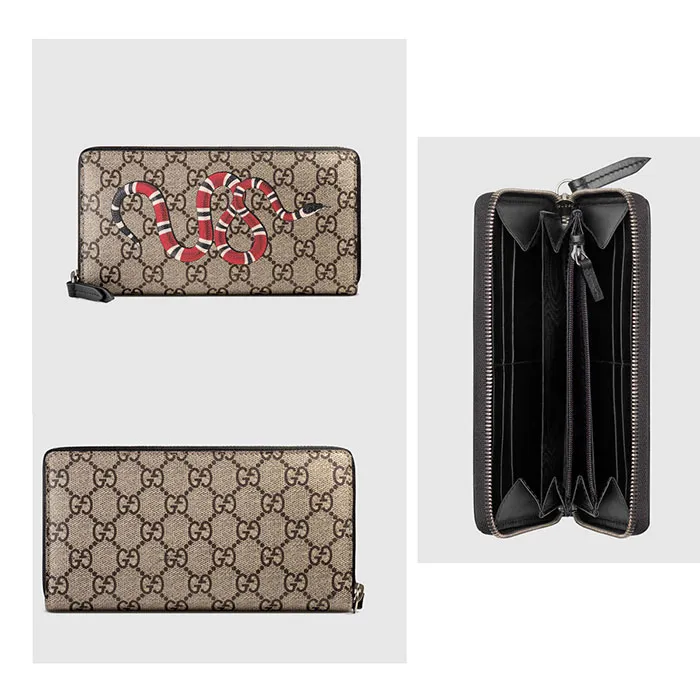 Ví Gucci Kingsnake Print GG Supreme Zip Around Wallet Màu Nâu - Túi xách - Vua Hàng Hiệu