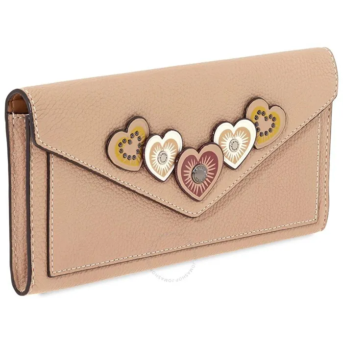 Ví Cầm Tay Coach Ladies Continental Leather Wallet-Beige Màu Be