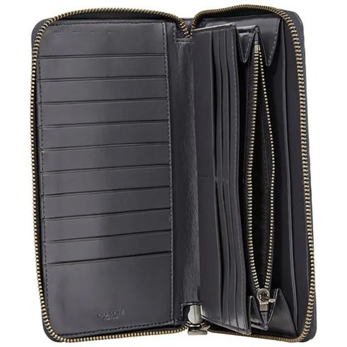 Ví Cầm Tay Coach Nam Men's Travel Wallet Signautre Leather Màu Đen