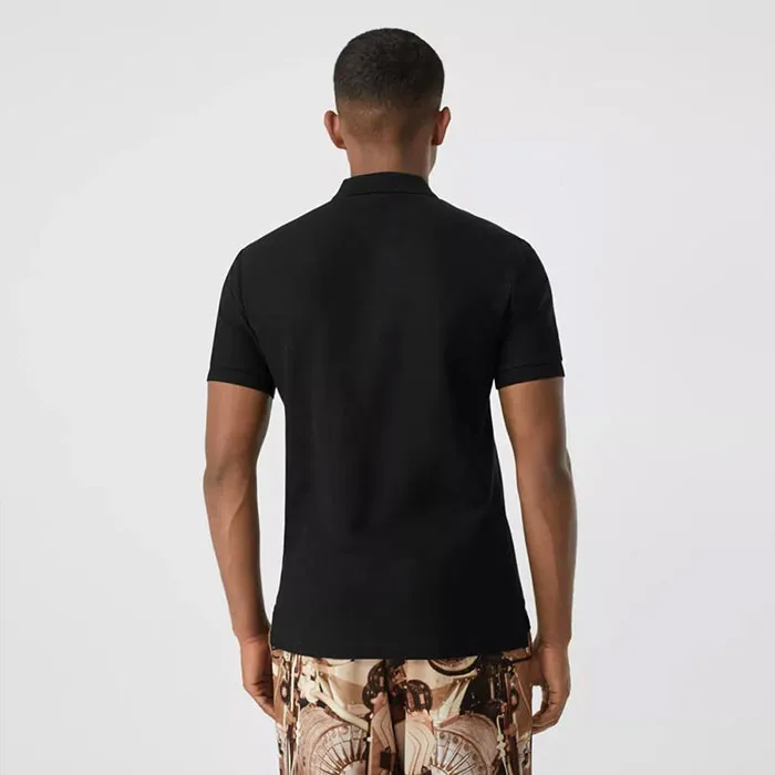 Áo Thun Nam Burberry Contrast Logo Graphic Cotton Piqué Polo Shirt Màu Đen