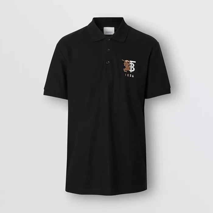 Áo Thun Nam Burberry Contrast Logo Graphic Cotton Piqué Polo Shirt Màu Đen