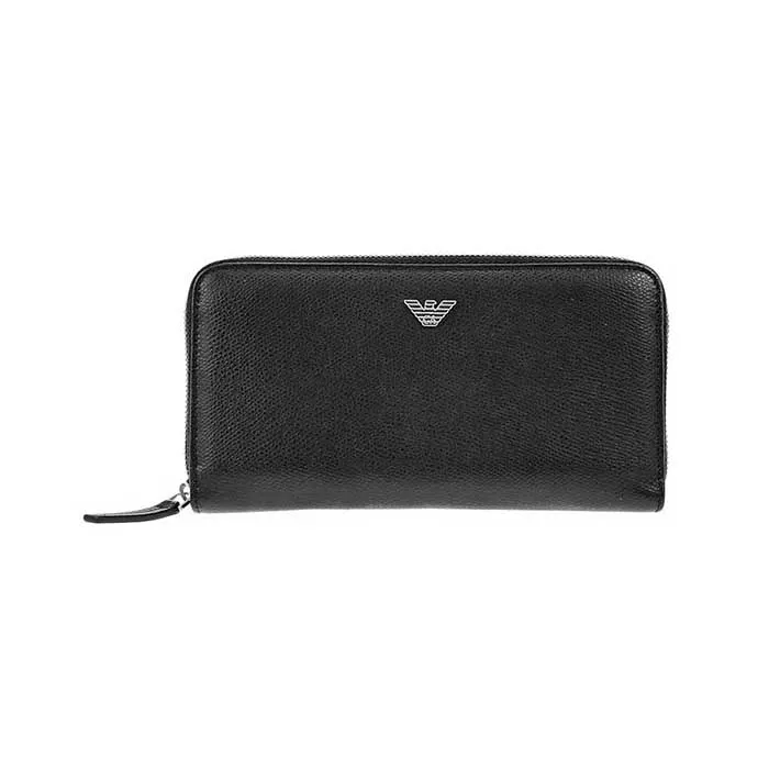 Ví Cầm Tay Emporio Armani Men's Soft Saffiano Leather Zip Around Wallet in Black - Túi xách - Vua Hàng Hiệu
