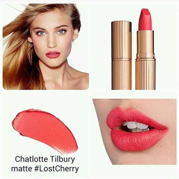 Màu Son Charlotte Tilbury Lost Cherry lên môi cực đẹp, thời gian lưu màu ấn tượng