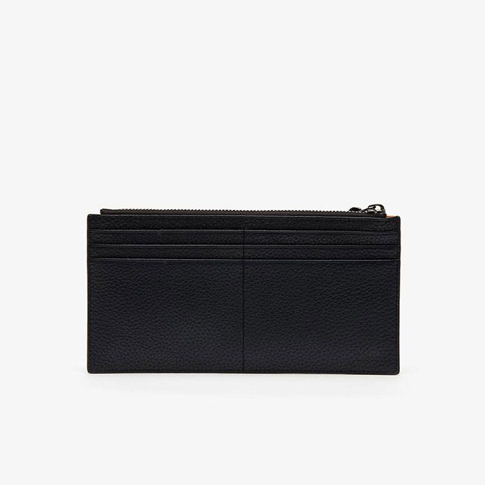 Ví Lacoste Men's Altitude Striped Zip Pull Large Grained Leather Wallet Màu Đen - 3