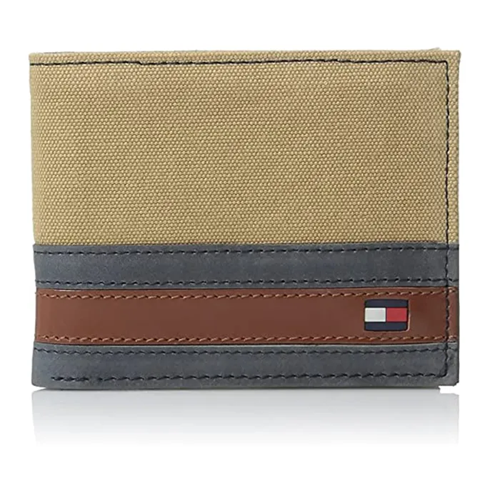 Ví Tommy Hilfiger Men's Leather Passcase Wallet Màu Khaki - Túi xách - Vua Hàng Hiệu