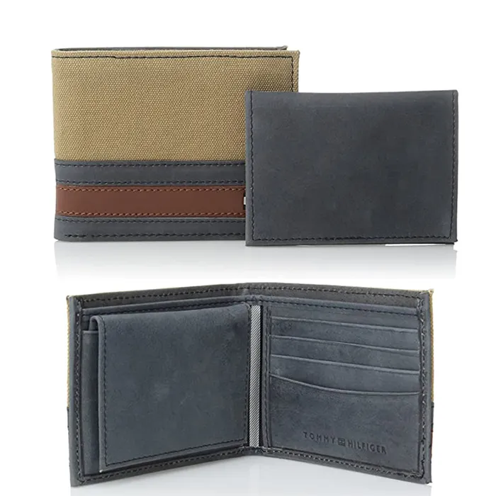 Ví Tommy Hilfiger Men's Leather Passcase Wallet Màu Khaki - Túi xách - Vua Hàng Hiệu