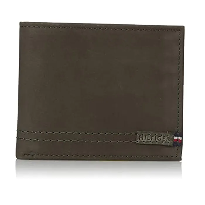 Ví Tommy Hilfiger Men's Leather Passcase Wallet Màu Xanh Olive