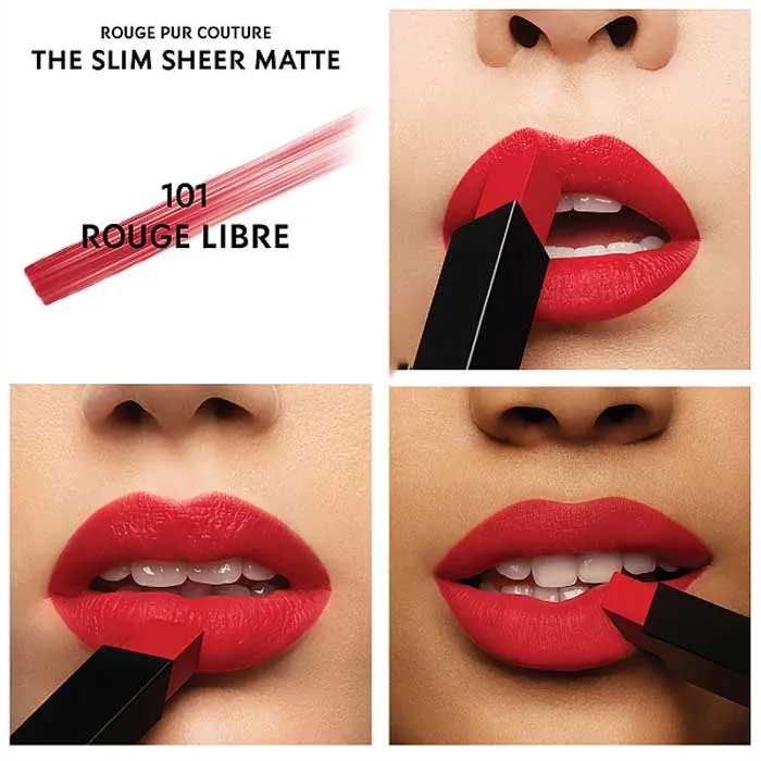 Son Yves Saint Laurent YSL Rouge Pur Couture The Slim Sheer Matte 101 Rouge Libre Màu Đỏ Tươi - Son Môi - Vua Hàng Hiệu