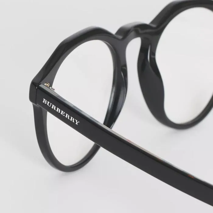 Kính Mắt Cận Burberry Nova Check Black Front Round Eyeglasses - Kính mắt - Vua Hàng Hiệu