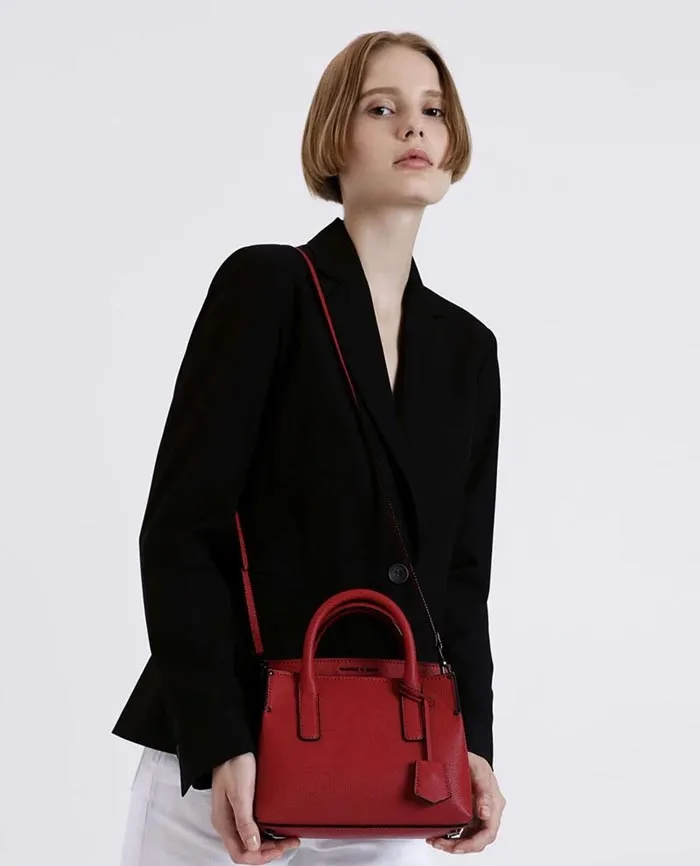 Túi Xách Tay Nữ Charles & Keith CNK Tuck-In Flap Structured 30270316-1 Màu Đỏ