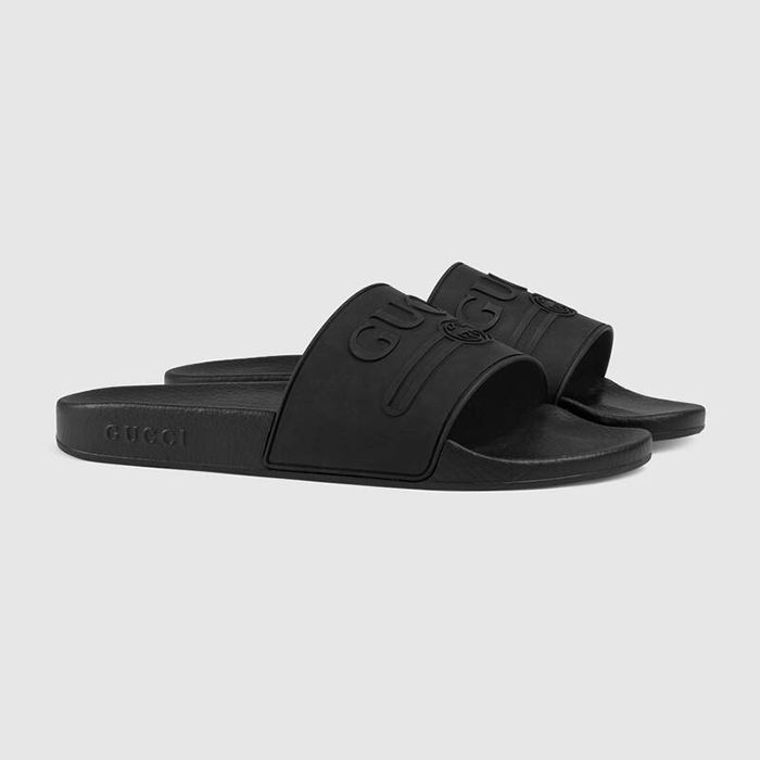 Dép Gucci Logo Rubber Slide Sandal Màu Đen Size 40 - 3