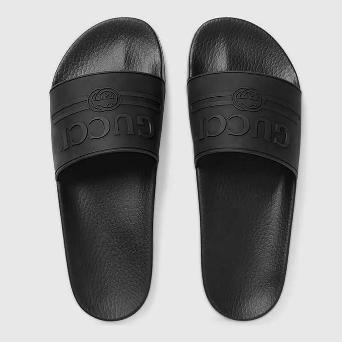 Dép Gucci Logo Rubber Slide Sandal Màu Đen Size 40 - 2