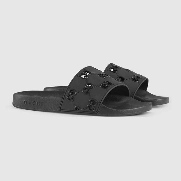 Dép Gucci Men's Rubber GG Slide Sandal Màu Đen Size 41 - 1