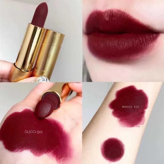 Son Gucci Rouge À Lèvres Voile Mat Màu 510 Joanna Burgundy Đỏ Mận - Son Môi - Vua Hàng Hiệu