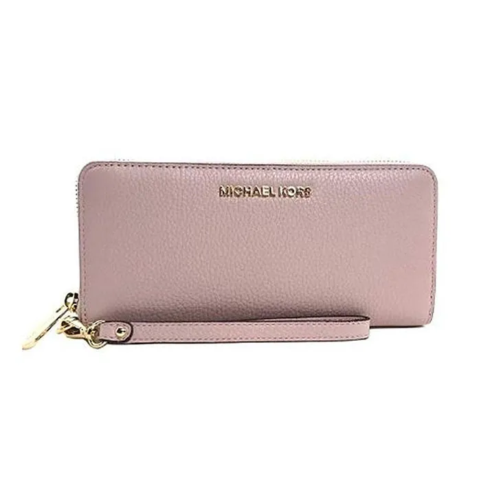 Ví Michael Kors MK Jet Set Travel Continental Zip Around Leather Wallet Wristlet 35T7GTVE7L-656 Màu Hồng
