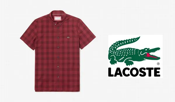 Áo Sơ Mi Nam Lacoste Men's Regular Fit Check Cotton And Linen Shirt Màu Đỏ - Thời trang - Vua Hàng Hiệu