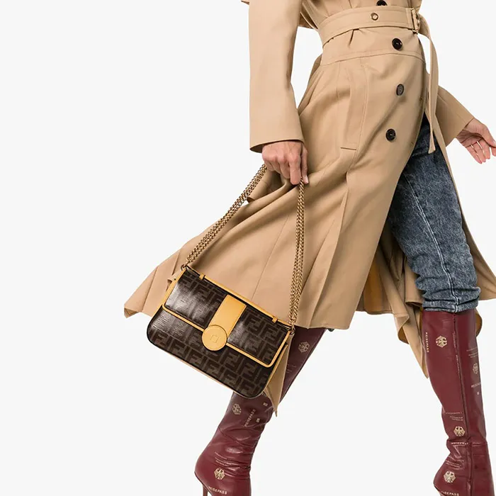 Túi Đeo Chéo Fendi Double F Logo Shoulder Bag Brown Màu Nâu
