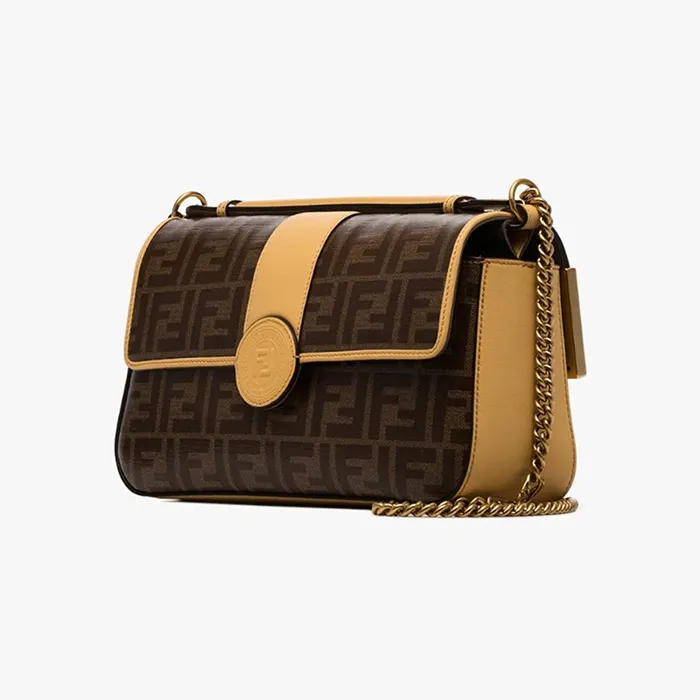 Túi Đeo Chéo Fendi Double F Logo Shoulder Bag Brown Màu Nâu