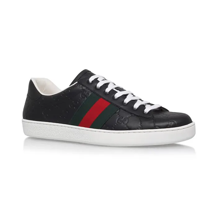 Giày Thể Thao Gucci Ace Signature Sneaker Màu Đen Size 42