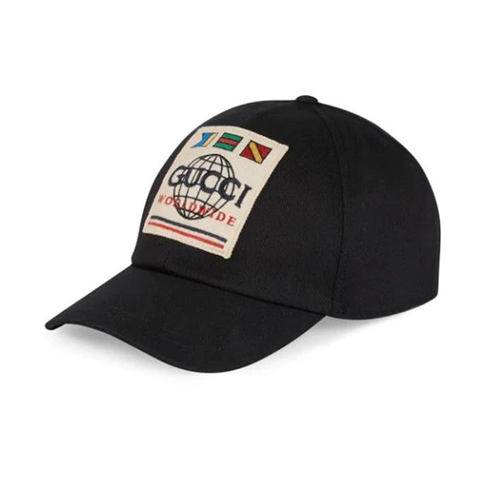 Mũ Gucci Worldwide Patch Baseball Hat Màu Đen - 1