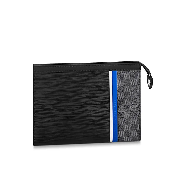 Túi Nam Louis Vuitton LV M56827 Pochette Voyage MM Clutch Màu Đen Xám