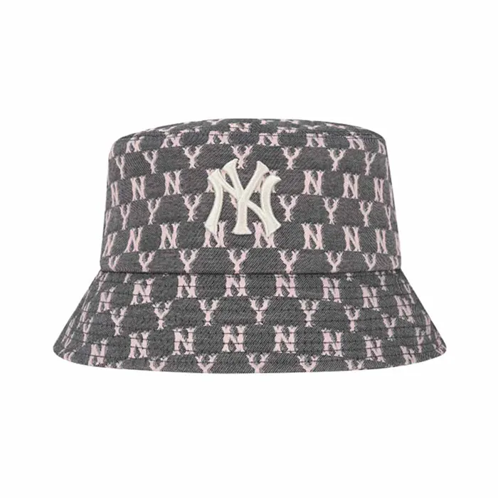 Mũ MLB Monogram Blue Jacquard Bucket Hat New York Yankees 32CPHV011-50L Màu Xám - Mũ nón - Vua Hàng Hiệu