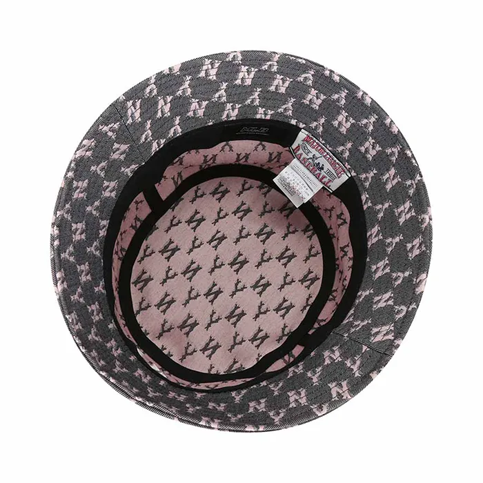 Mũ MLB Monogram Blue Jacquard Bucket Hat New York Yankees 32CPHV011-50L Màu Xám - Mũ nón - Vua Hàng Hiệu