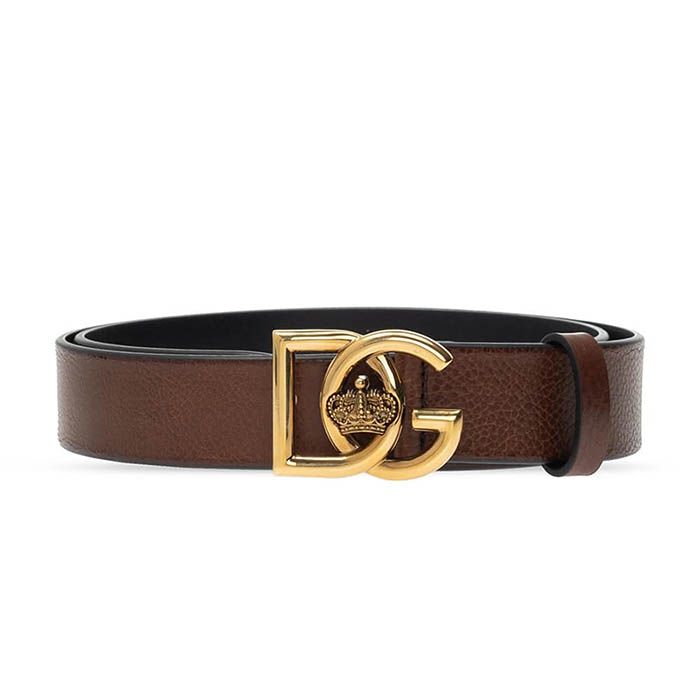 Thắt Lưng Dolce & Gabbana D&G Crown Logo Buckle Belt Bản 3,5cm Màu Nâu - 1