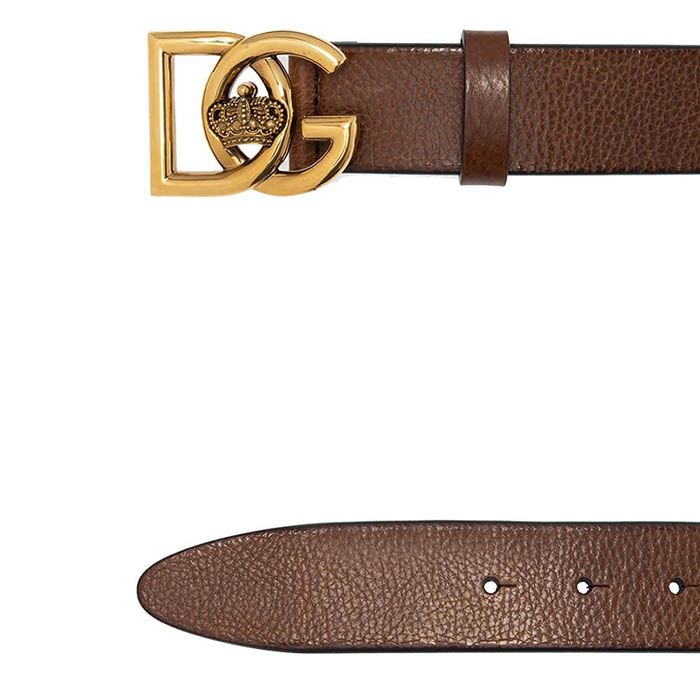 Thắt Lưng Dolce & Gabbana D&G Crown Logo Buckle Belt Bản 3,5cm Màu Nâu - 2