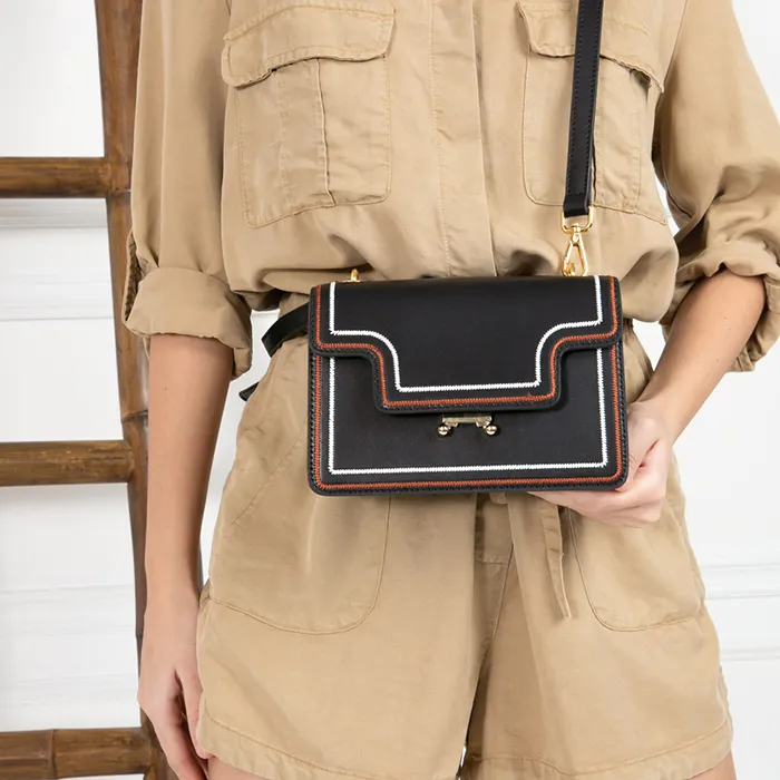 Túi Xách Pazzion SB-D090 Black Retro Satchel Crossbody Màu Đen - Túi xách - Vua Hàng Hiệu