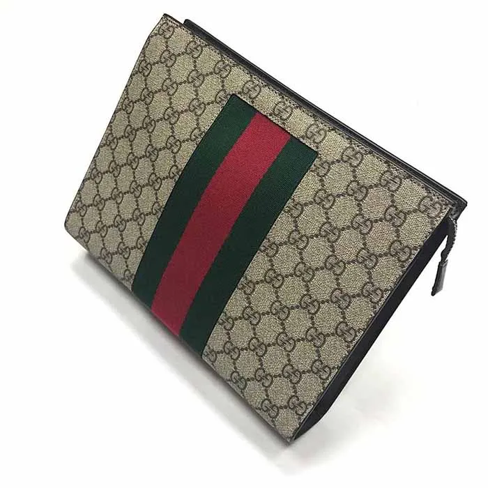 Túi Clutch Gucci Monogram Canvas SS2019 Màu Be