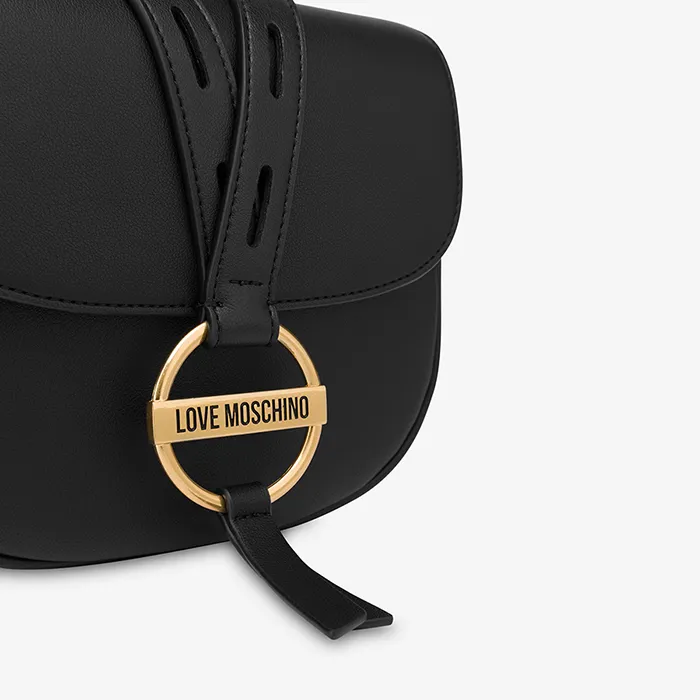 Túi Đeo Chéo Moschino Round Buckle Shoulder Bag Màu Đen - Túi xách - Vua Hàng Hiệu