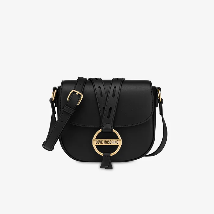 Túi Đeo Chéo Moschino Round Buckle Shoulder Bag Màu Đen - Túi xách - Vua Hàng Hiệu