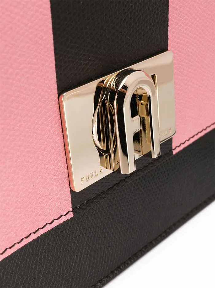 Túi Đeo Vai Furla Colour Block Leather Shoulder Bag Màu Hồng Đen
