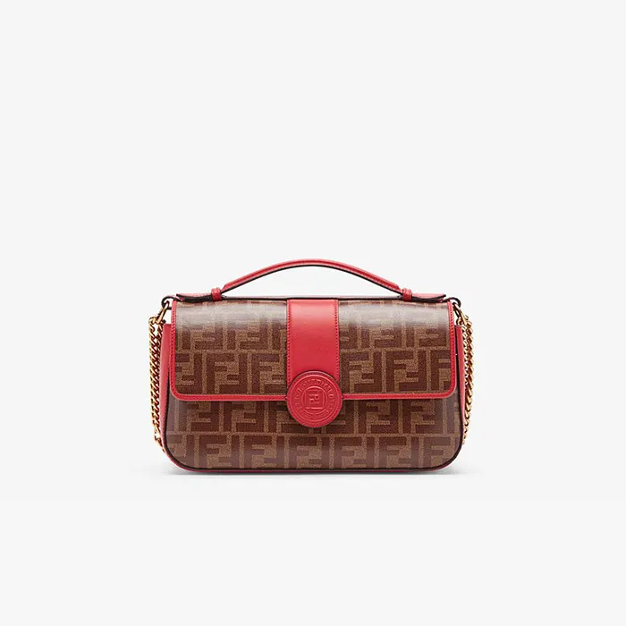Túi Đeo Chéo Fendi Multicolour Leather And Fabric Bag Màu Nâu Đỏ - Túi xách - Vua Hàng Hiệu