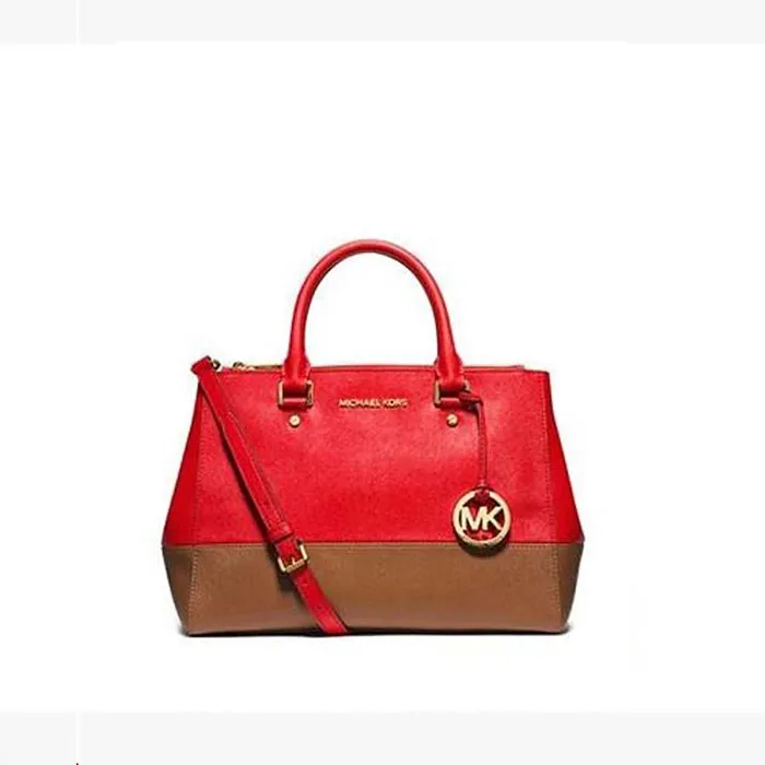 Túi Xách Michael Kors MK Medium Sutton Colorblock Satchel Màu Đỏ Nâu - Túi xách - Vua Hàng Hiệu