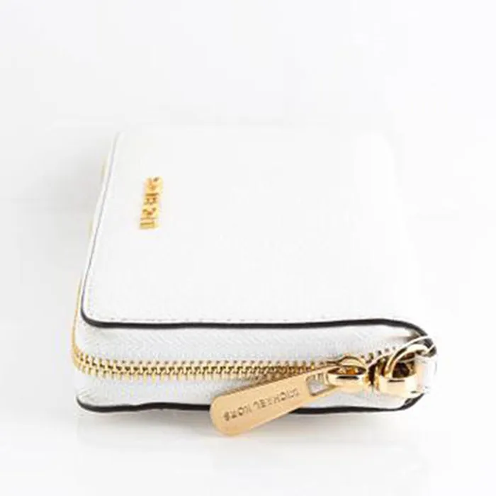 Ví Michael Kors MK White Optic Jet Set Travel Continental Pebbled Leather Wallet Màu Trắng