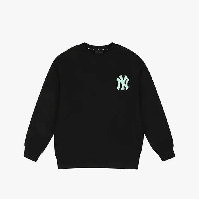 Áo Nỉ Sweater MLB Tay Dài Cổ Tròn Chunky Popcorn Màu Đen