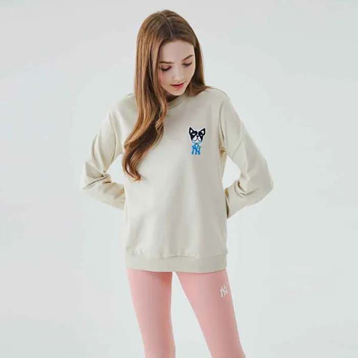 Áo Nỉ Sweater MLB Barkwafen Man-To-Man New York Yankees 31MTC1011-50B Màu Be