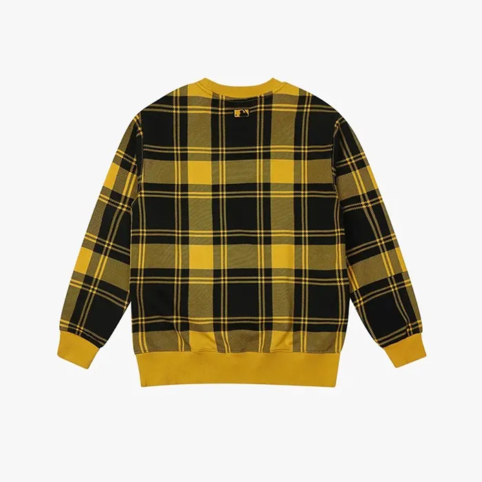 Áo Nỉ Sweater MLB Tay Dài Cổ Tròn Check Màu Đen Vàng