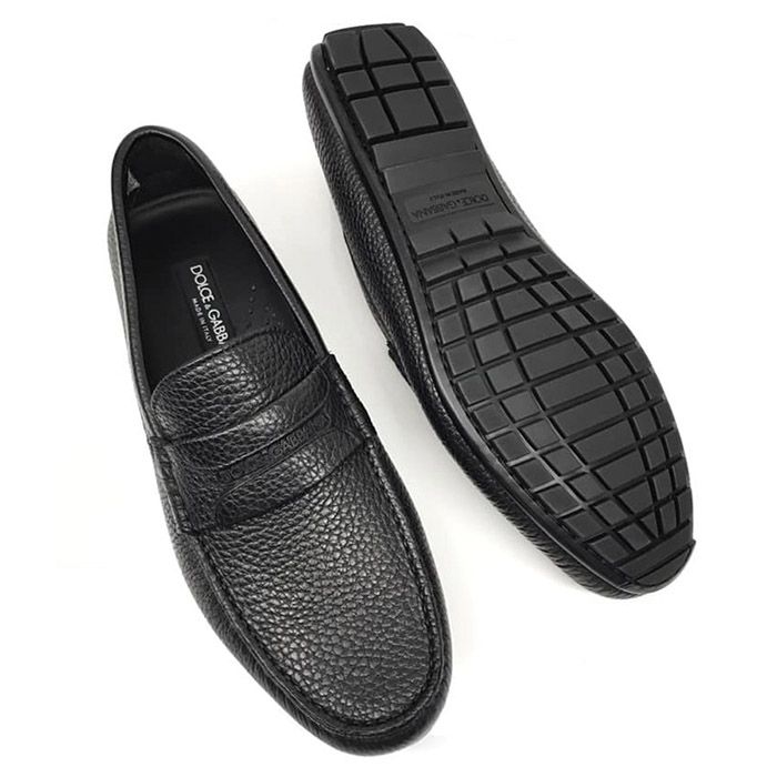 Giày Lười Loafer Dolce & Gabbana D&G Da Sần Màu Đen - 2