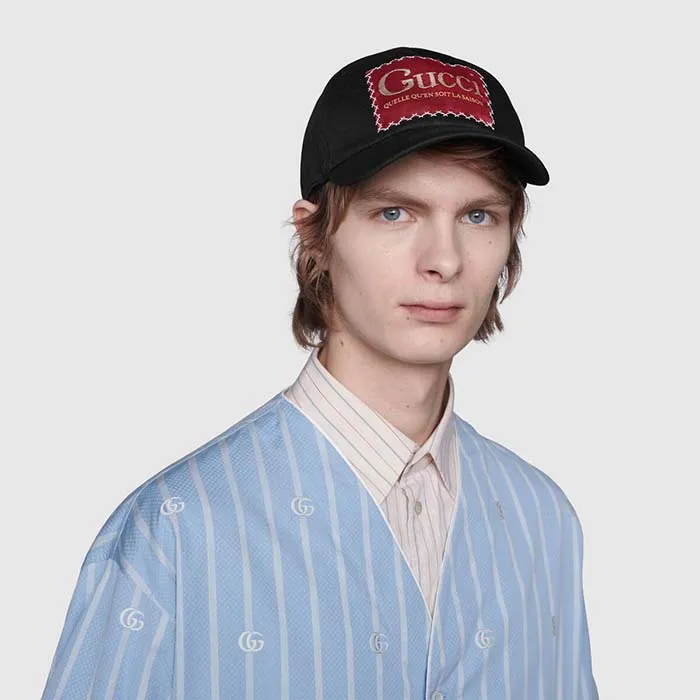 Mũ Gucci Cotton Baseball Hat With Gucci Label Màu Đen