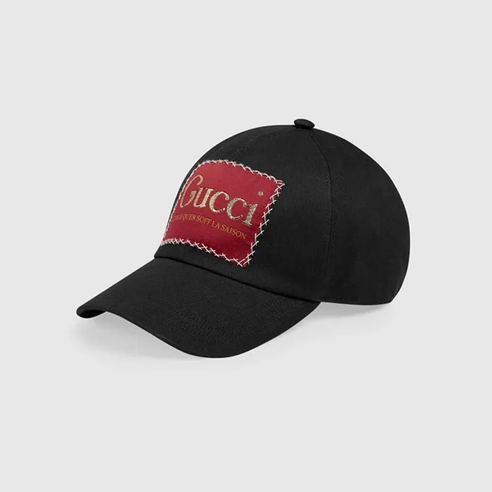 Mũ Gucci Cotton Baseball Hat With Gucci Label Màu Đen