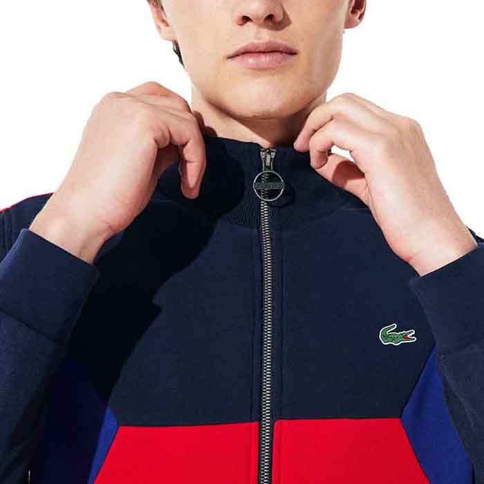 Áo Khoác Nỉ Tay Gió Lacoste Men's Sport Bi-material Colourblock Zip Tennis Sweatshirt Màu Đỏ Size S - 1