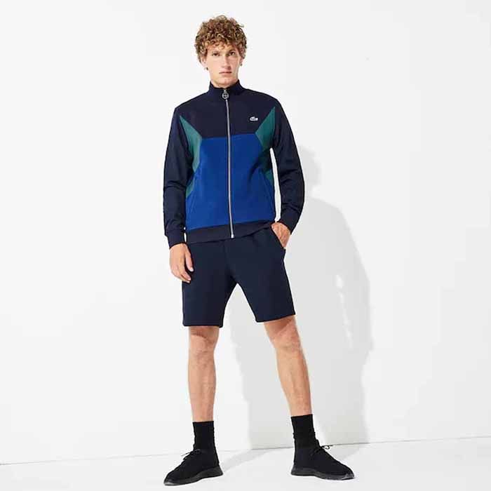 Áo Khoác Nỉ Tay Gió Lacoste Men's Sport Bi-material Colourblock Zip Tennis Sweatshirt Màu Xanh Size S - 1