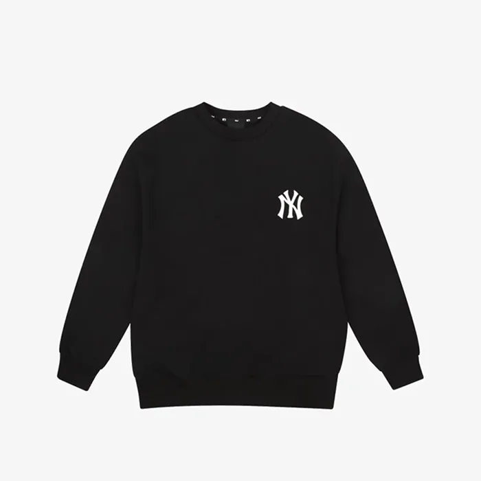 Áo Nỉ Sweater MLB Tay Dài Cổ Tròn Simple Logo Màu Đen Size M