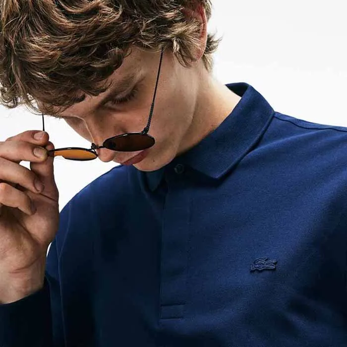 Áo Polo Lacoste Men's Long-sleeve Lacoste Paris Classic Fit Polo Shirt Stretch Màu Xanh Navy Size XS