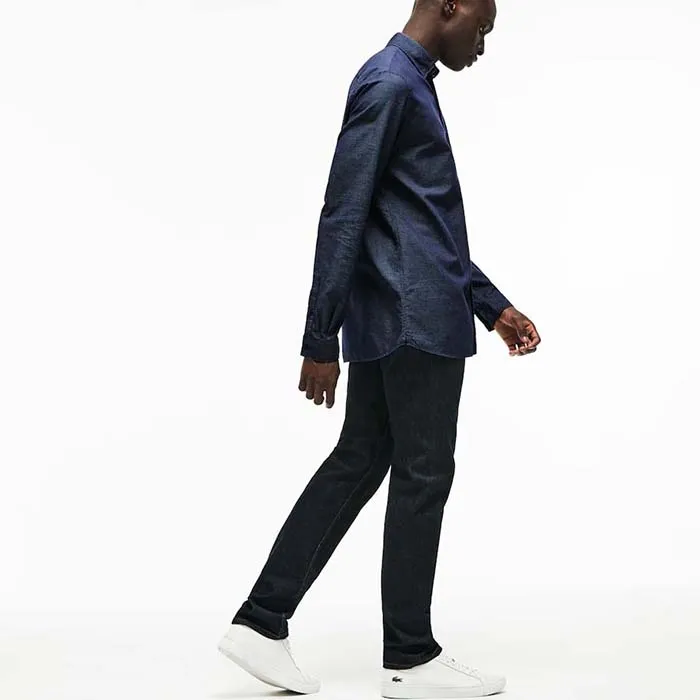 Áo Sơ Mi Lacoste Men's Slim Fit Polka Dot Jacquard Poplin Shirt Màu Xanh Navy Size M