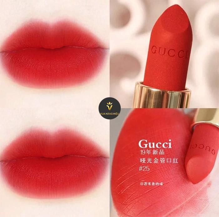 Son Gucci Rouge À Lèvres Voile Màu 25 Goldie Red Màu Đỏ Hồng Phiên Bản Đặc Biệt - 2